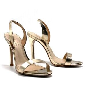 $170 Schutz Women's Sandal Shoe Size US 5 B Gold Metallic Luriane Slingback